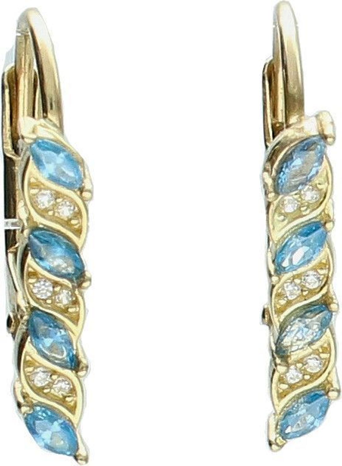 Złote kolczyki 585 turkusowe cyrkonie KL 11343D 111.jpg